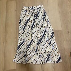 Free People Geometric Maxi Skirt - Blue, Brown, Cream